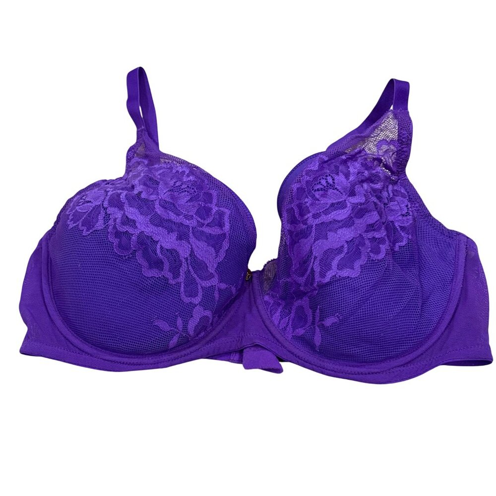 Natori 18030 Flora Contour Purple Lace Mesh Underwire Bra Size 36DD